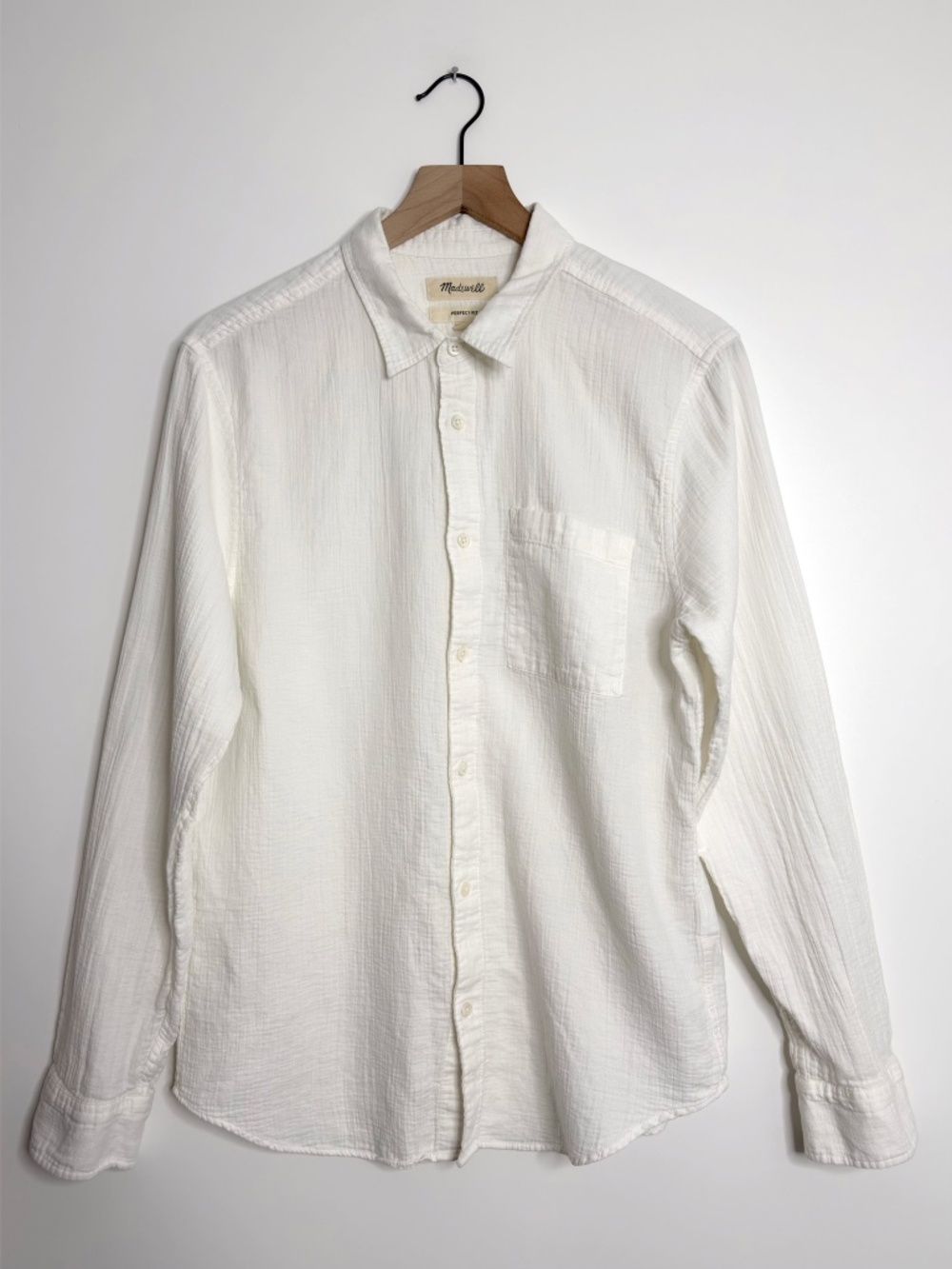 Madewell Mens Textured Cotton Perfect Long Sleeved Shirt